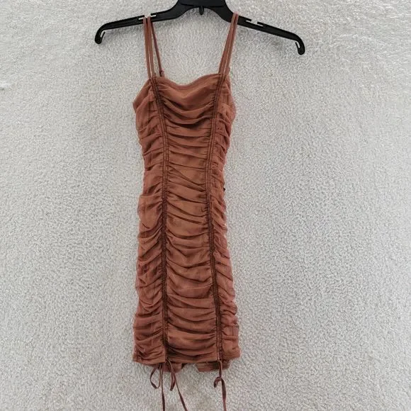 City Studio | Dresses | City Studio Ruched Bodycon Dress Juniors Womens Xxs  Caramel Solid Sleeveless | Poshmark